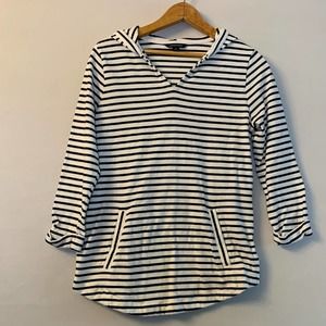 Lands' End Black and White Striped Hoodie